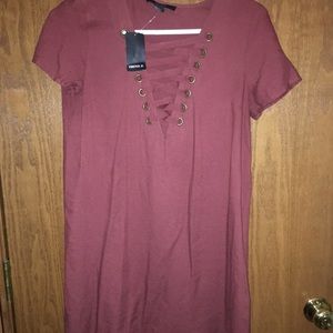 Forever rose colored lace up dress